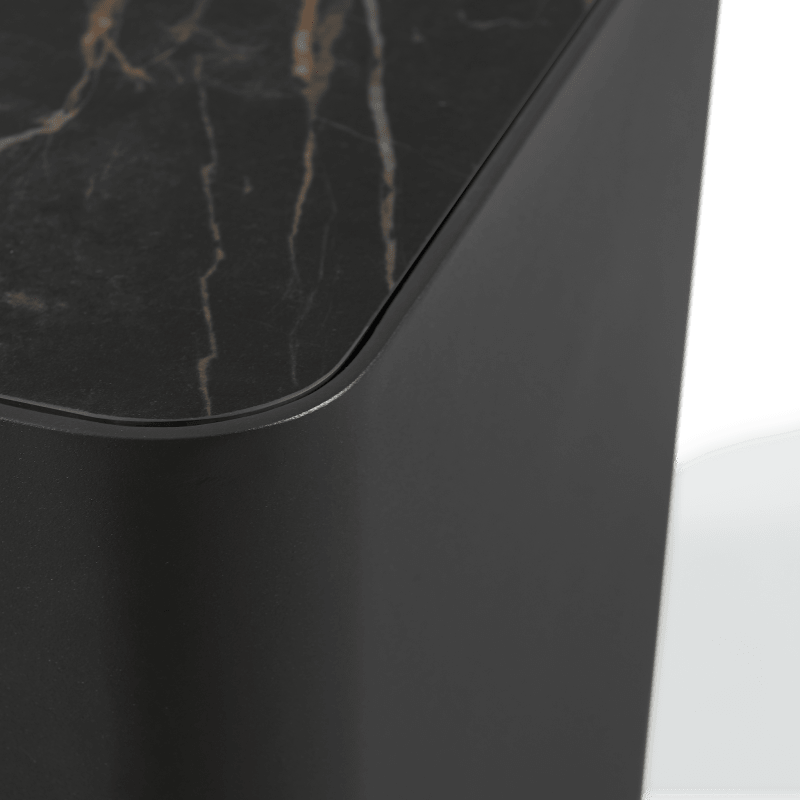 Antigua Square Side Table | Aluminum Asteroid, Laminam Noir,