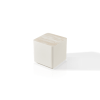 Antigua Square Side Table | Aluminum Bone, Travertine Natural,