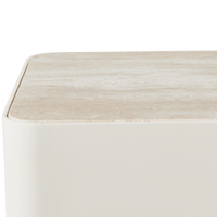 Antigua Square Side Table | Aluminum Bone, Travertine Natural,