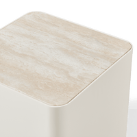 Antigua Square Side Table | Aluminum Bone, Travertine Natural,