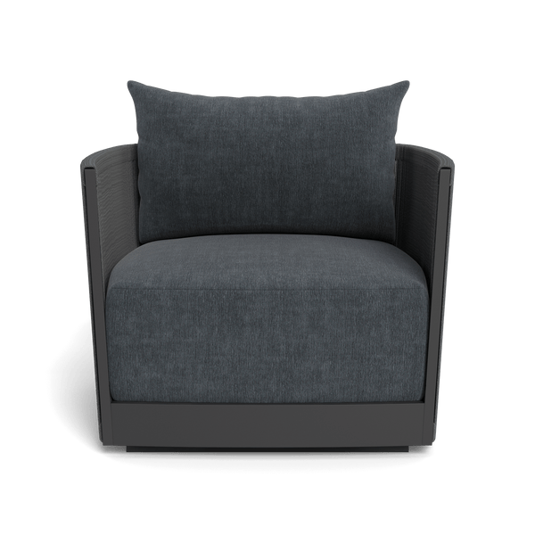 Antigua Swivel Lounge Chair | Aluminum Asteroid, Altona Slate, Rope Dark Grey