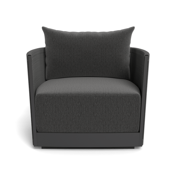 Antigua Swivel Lounge Chair | Aluminum Asteroid, Marley Boulder, Rope Dark Grey