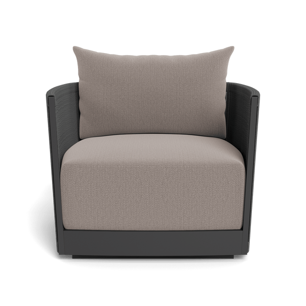 Antigua Swivel Lounge Chair | Aluminum Asteroid, Marley Chinchilla, Rope Dark Grey