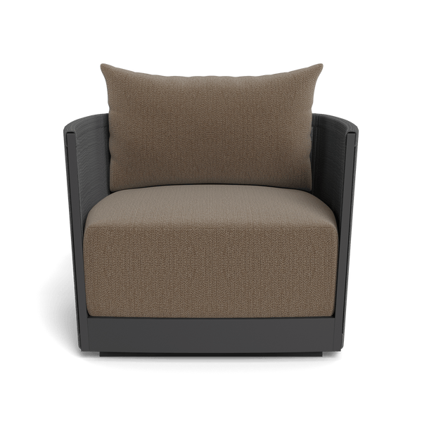 Antigua Swivel Lounge Chair | Aluminum Asteroid, Marley Mink, Rope Dark Grey