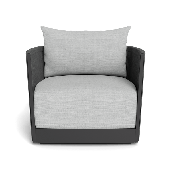 Antigua Swivel Lounge Chair | Aluminum Asteroid, Monterey Silver, Rope Dark Grey