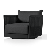 Antigua Swivel Lounge Chair | Aluminum Asteroid, Panama Grafito, Rope Dark Grey