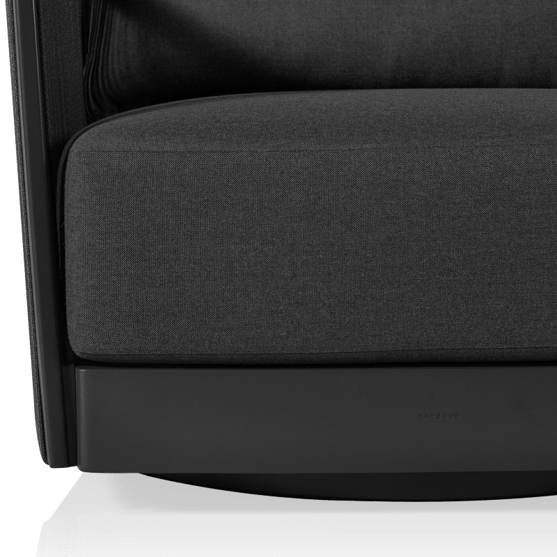 Antigua Swivel Lounge Chair | Aluminum Asteroid, Panama Grafito, Rope Dark Grey