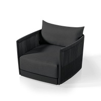 Antigua Swivel Lounge Chair | Aluminum Asteroid, Panama Grafito, Rope Dark Grey