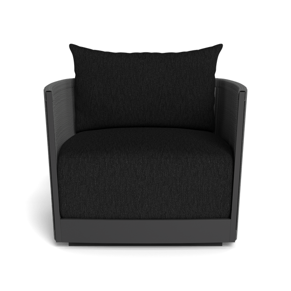 Antigua Swivel Lounge Chair | Aluminum Asteroid, Pebble Charcoal, Rope Dark Grey