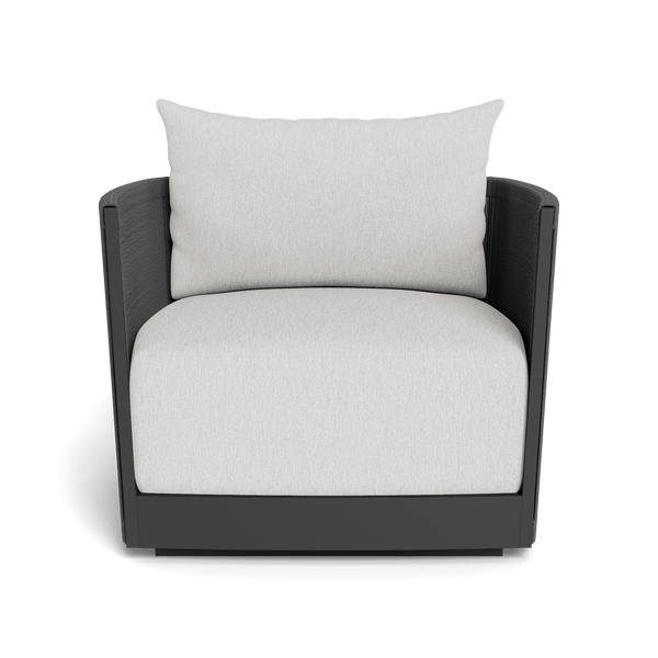 Antigua Swivel Lounge Chair | Aluminum Asteroid, Pebble Cloud, Rope Dark Grey