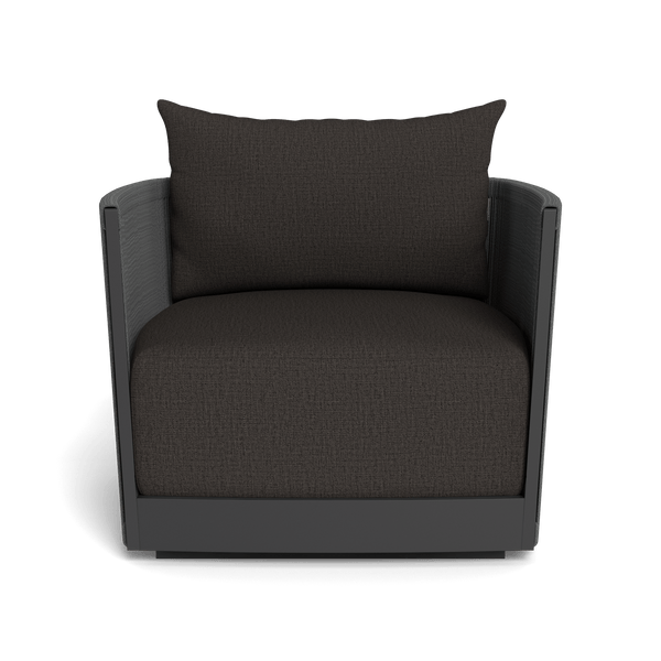 Antigua Swivel Lounge Chair | Aluminum Asteroid, Stirling Flint, Rope Dark Grey