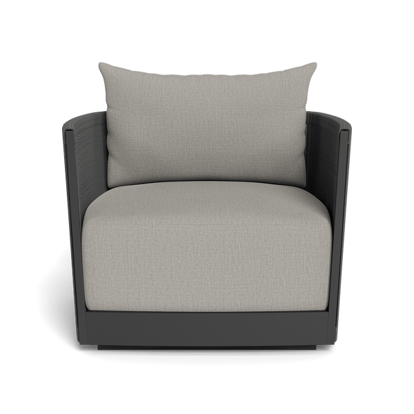 Antigua Swivel Lounge Chair | Aluminum Asteroid, Stirling Fog, Rope Dark Grey
