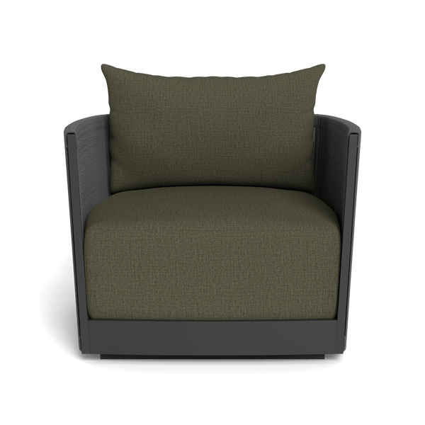 Antigua Swivel Lounge Chair | Aluminum Asteroid, Stirling Moss, Rope Dark Grey