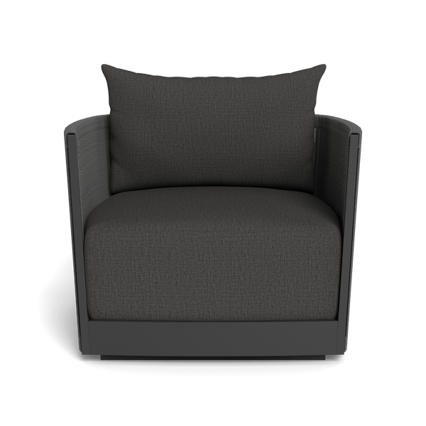 Antigua Swivel Lounge Chair | Aluminum Asteroid, Stirling Shadow, Rope Dark Grey