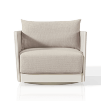 Antigua Swivel Lounge Chair | Aluminum Bone, Siesta Taupe, Rope Shell