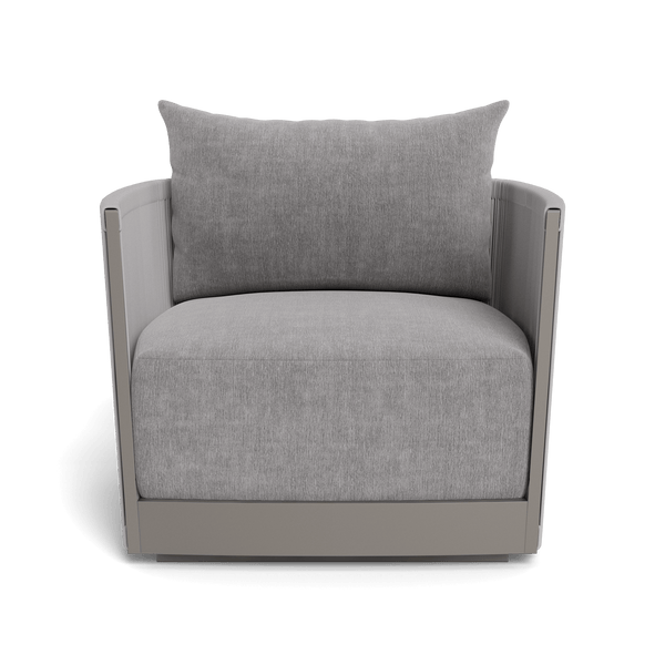Antigua Swivel Lounge Chair | Aluminum Taupe, Altona Dove, Rope Light Grey