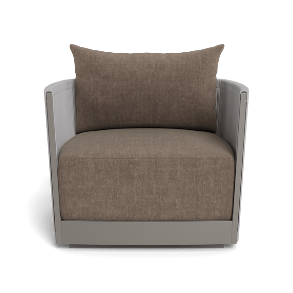 Antigua Swivel Lounge Chair | Aluminum Taupe, Altona Mink, Rope Light Grey