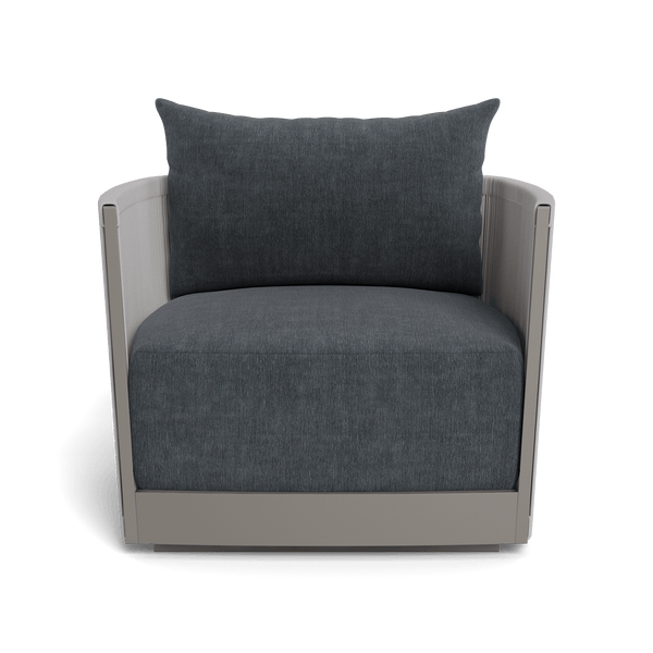 Antigua Swivel Lounge Chair | Aluminum Taupe, Altona Slate, Rope Light Grey