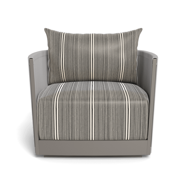 Antigua Swivel Lounge Chair | Aluminum Taupe, Bateau Classic, Rope Light Grey