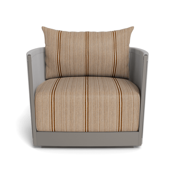 Antigua Swivel Lounge Chair | Aluminum Taupe, Bateau Teak, Rope Light Grey