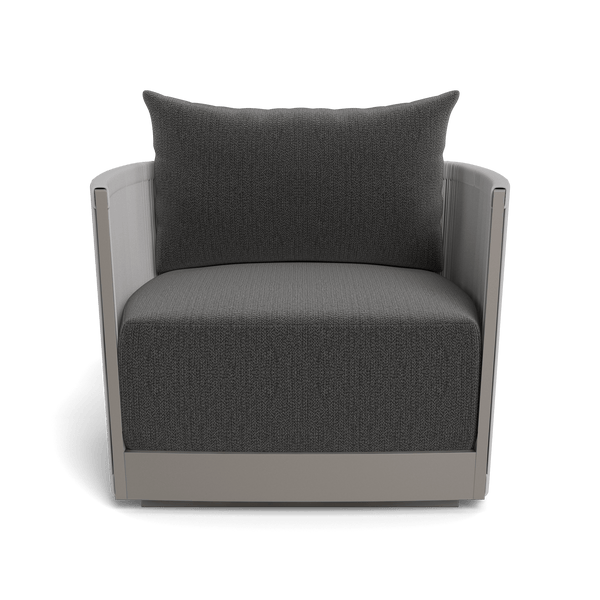 Antigua Swivel Lounge Chair | Aluminum Taupe, Marley Boulder, Rope Light Grey