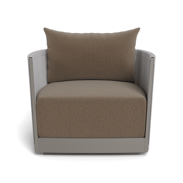 Antigua Swivel Lounge Chair | Aluminum Taupe, Marley Mink, Rope Light Grey