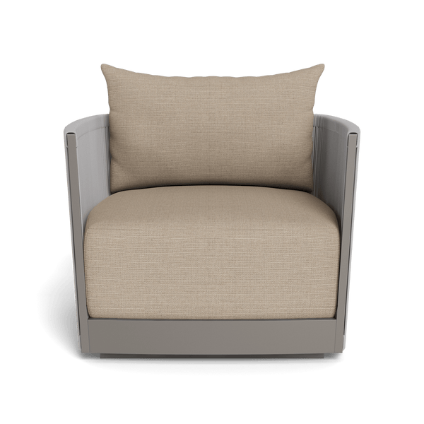 Antigua Swivel Lounge Chair | Aluminum Taupe, Monterey Sand, Rope Light Grey
