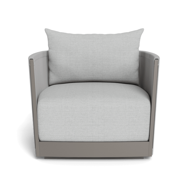 Antigua Swivel Lounge Chair | Aluminum Taupe, Monterey Silver, Rope Light Grey