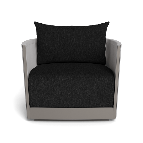 Antigua Swivel Lounge Chair | Aluminum Taupe, Pebble Charcoal, Rope Light Grey