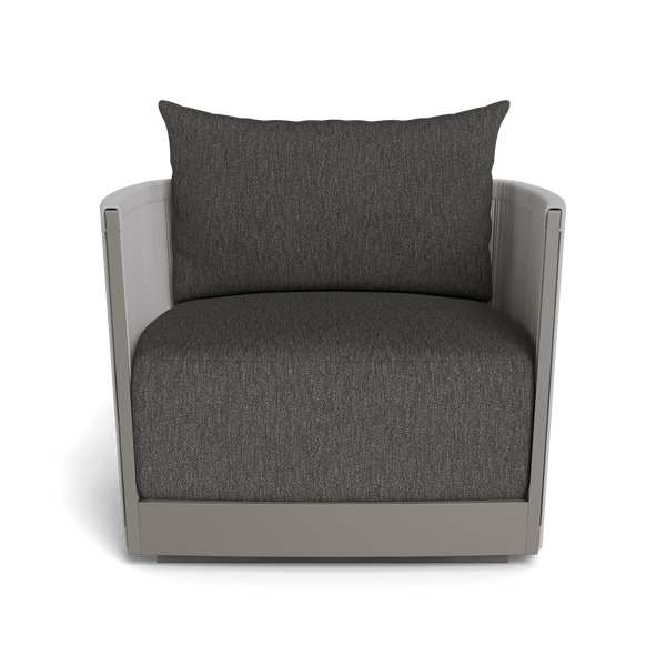 Antigua Swivel Lounge Chair | Aluminum Taupe, Pebble Smoke, Rope Light Grey