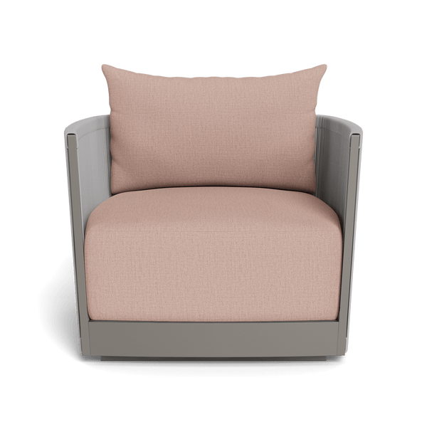 Antigua Swivel Lounge Chair | Aluminum Taupe, Stirling Powder, Rope Light Grey