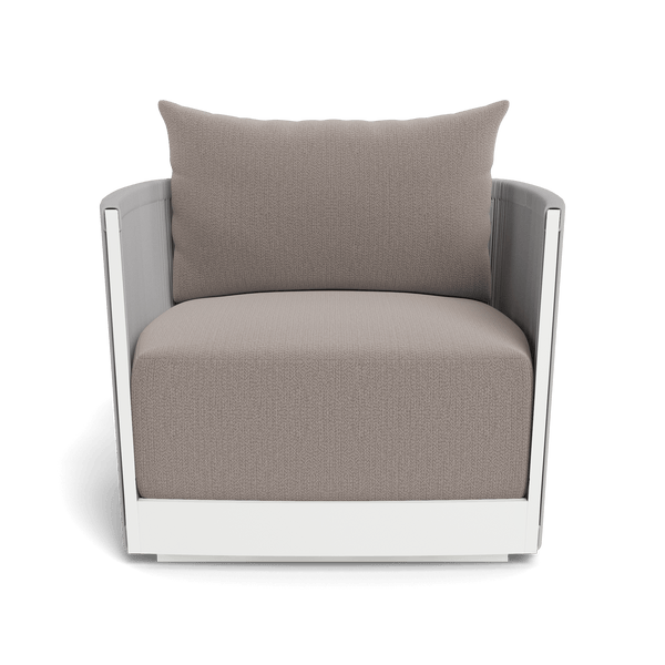Antigua Swivel Lounge Chair | Aluminum White, Marley Chinchilla, Rope Light Grey