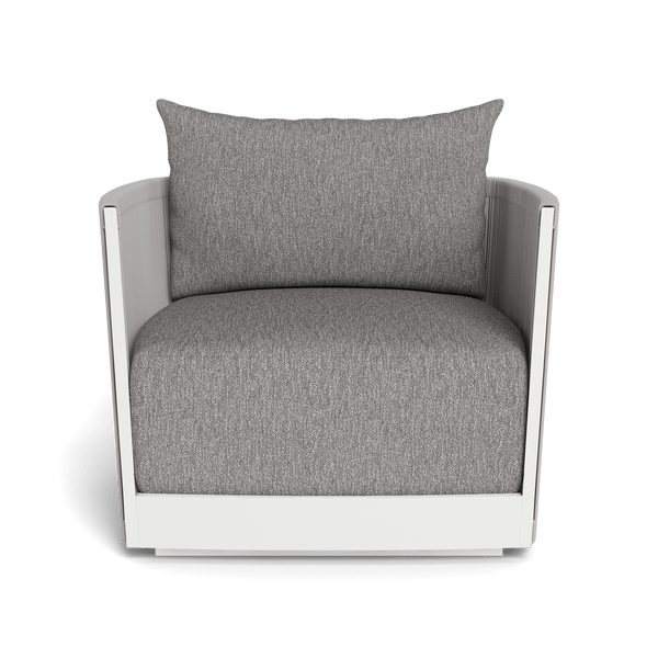 Antigua Swivel Lounge Chair | Aluminum White, Pebble Fog, Rope Light Grey