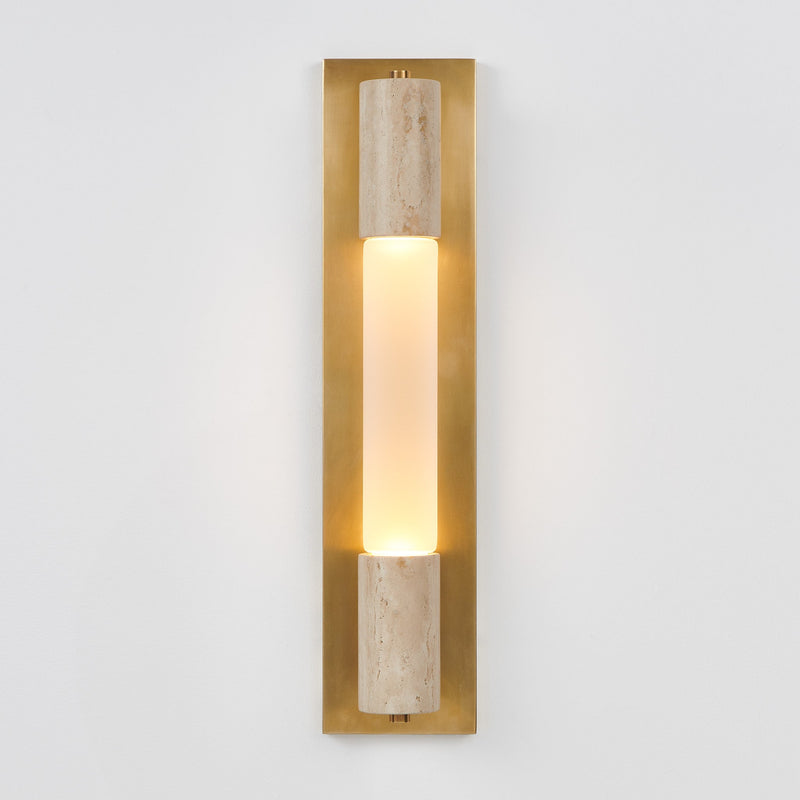 Breeze XL Outdoor Sconce | Travertine Natural, Frosted Glass,