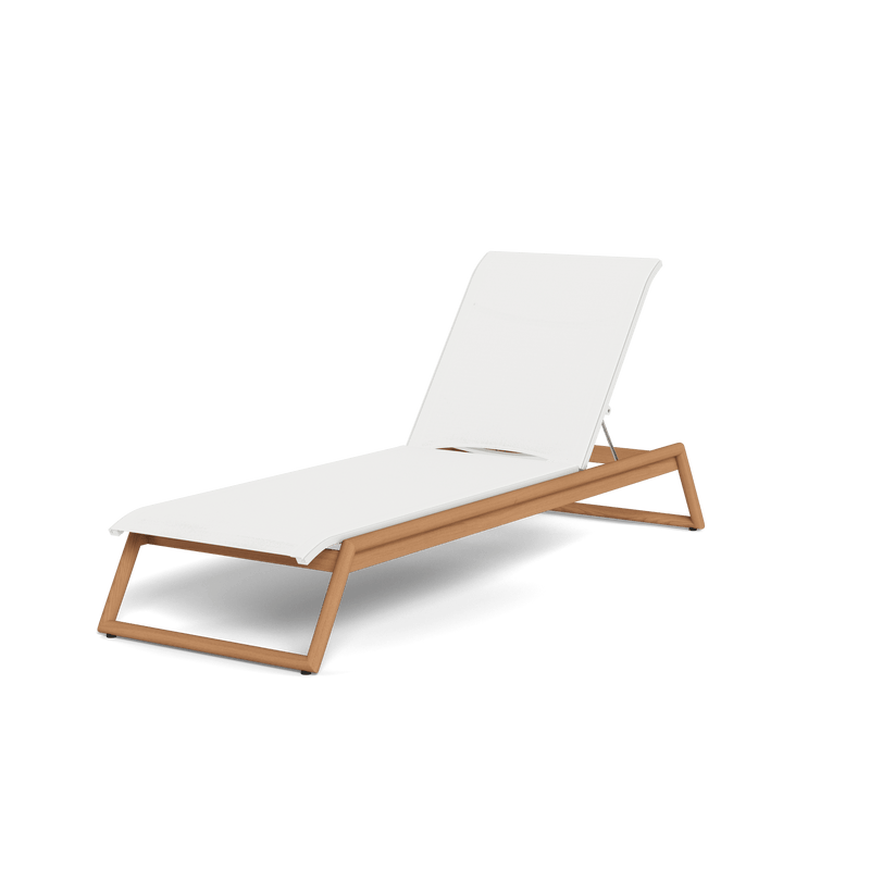 Breeze Xl Teak Stacking Sun Lounge | Teak Natural, Batyline White,