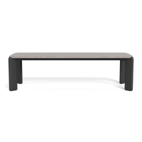 Chloe Aluminum Rectangle Dining Table - Aluminum Asteroid / Travertine Grey