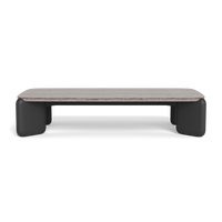 Chloe Aluminum Rectangle Coffee Table - Aluminum Asteroid / Travertine Grey