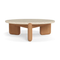 Chloe Teak Round Coffee Table [cyl:FINISH:TENAT|STONE:TRCRE]