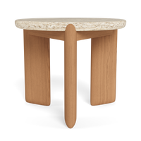 Chloe Teak Round Side Table [cyl:FINISH:TENAT|STONE:TRCRE]