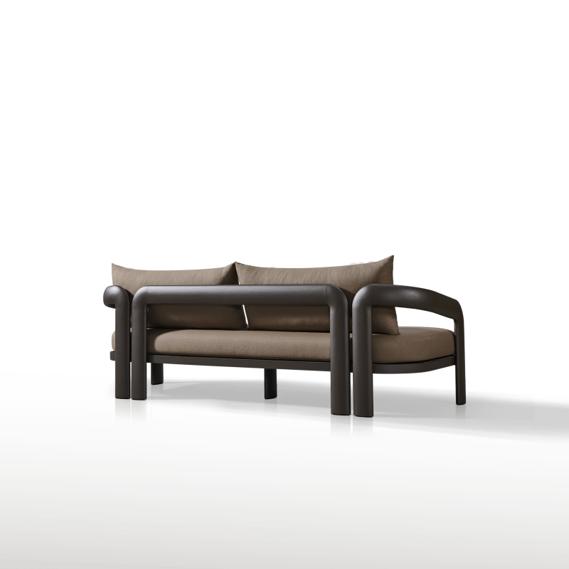 Chloe Aluminum 3 Seat Sofa | Aluminum Bronze, Altona Dew,
