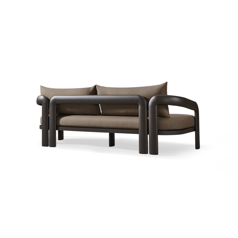 Chloe Aluminum 3 Seat Sofa | Aluminum Bronze, Panama Coco,