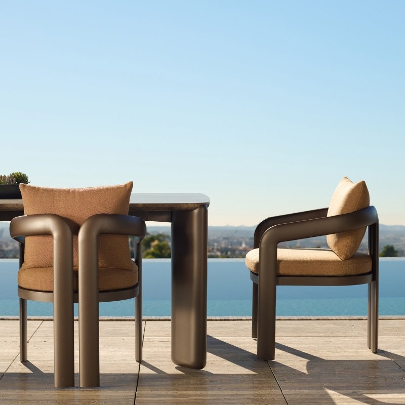 Chloe Aluminum Dining Chair | Aluminum Bronze, Panama Coco,