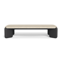 Chloe Aluminum Rectangle Coffee Table | Aluminum Asteroid, Travertine Grey,