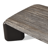 Chloe Aluminum Rectangle Coffee Table | Aluminum Bronze, Travertine Dark Grey,