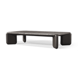 Chloe Aluminum Rectangle Coffee Table | Aluminum Bronze, Travertine Dark Grey,