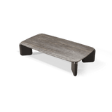 Chloe Aluminum Rectangle Coffee Table | Aluminum Bronze, Travertine Dark Grey,