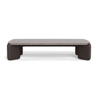 Chloe Aluminum Rectangle Coffee Table | Aluminum Bronze, Travertine Grey,