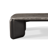 Chloe Aluminum Rectangle Coffee Table | Aluminum Bronze, Travertine Dark Grey,