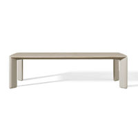 Chloe Aluminum Rectangle Dining Table | Aluminum Bone, Travertine Natural,