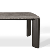 Chloe Aluminum Rectangle Dining Table | Aluminum Bronze, Travertine Dark Grey,